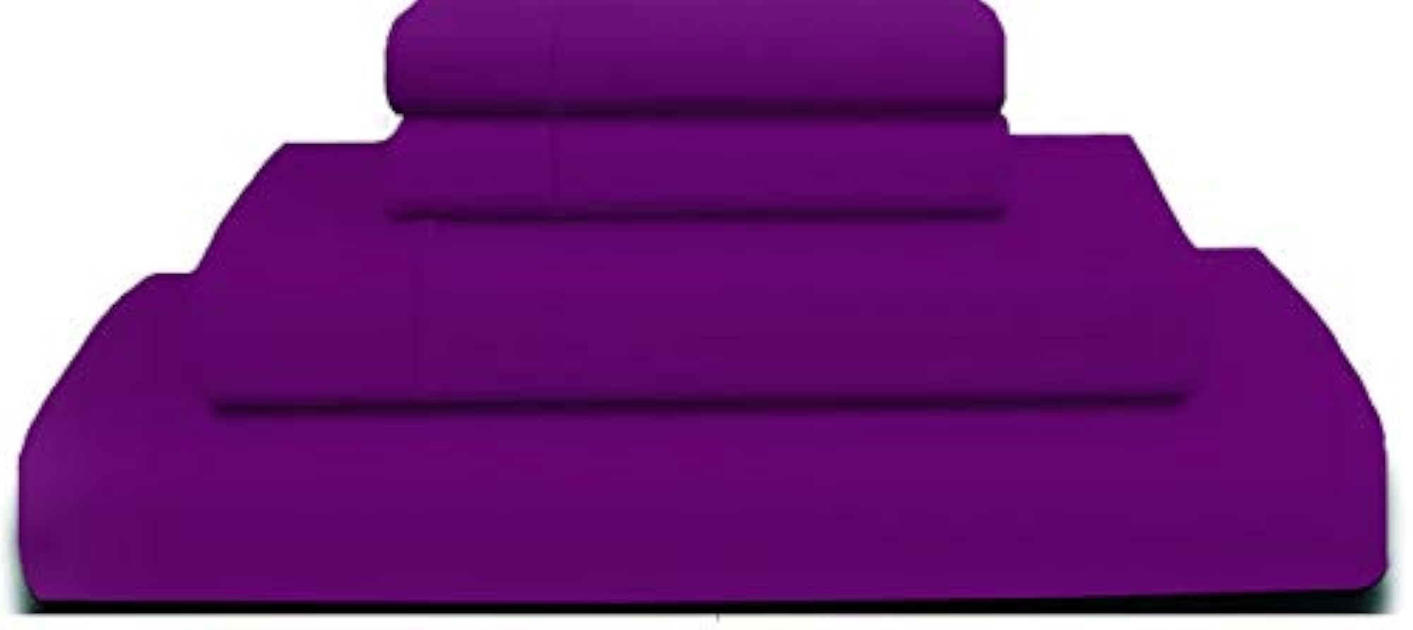 Cotton Purple Flat Bedsheet with 2 Pillow Cases for Queen Bed